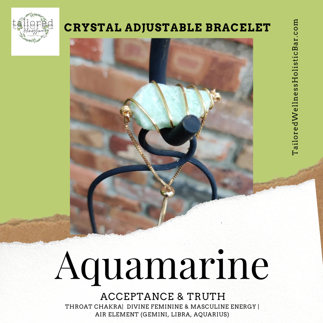 Aquamarine "Acceptance &Truth" Adjustable Crystal Bracelet