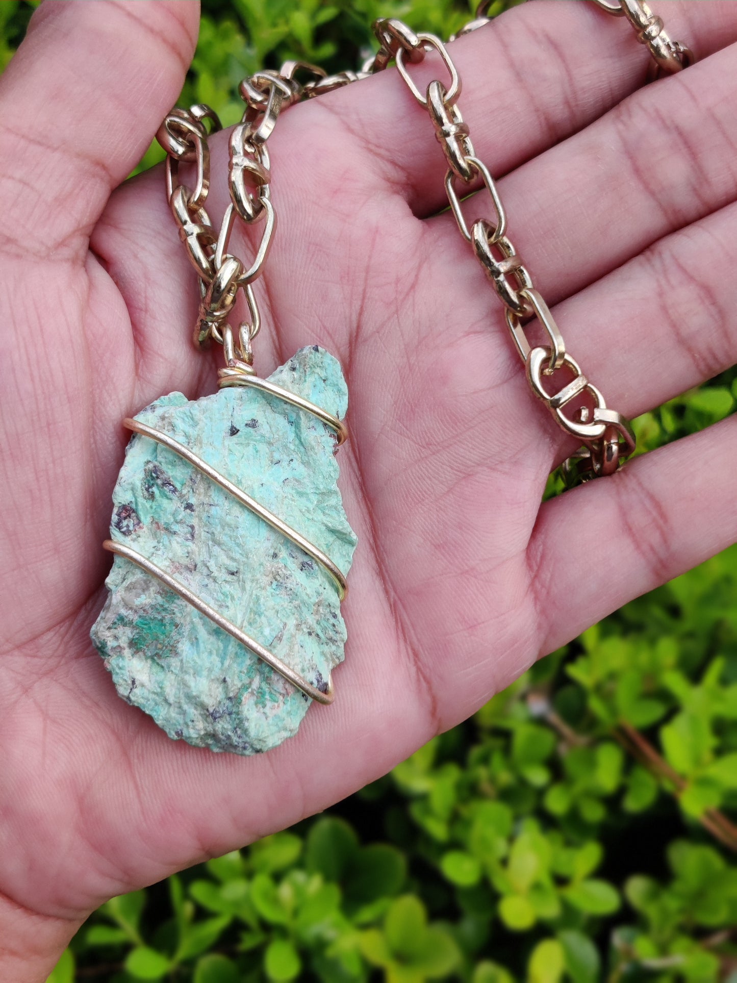 Turquoise Crystal Pendant w/ chain