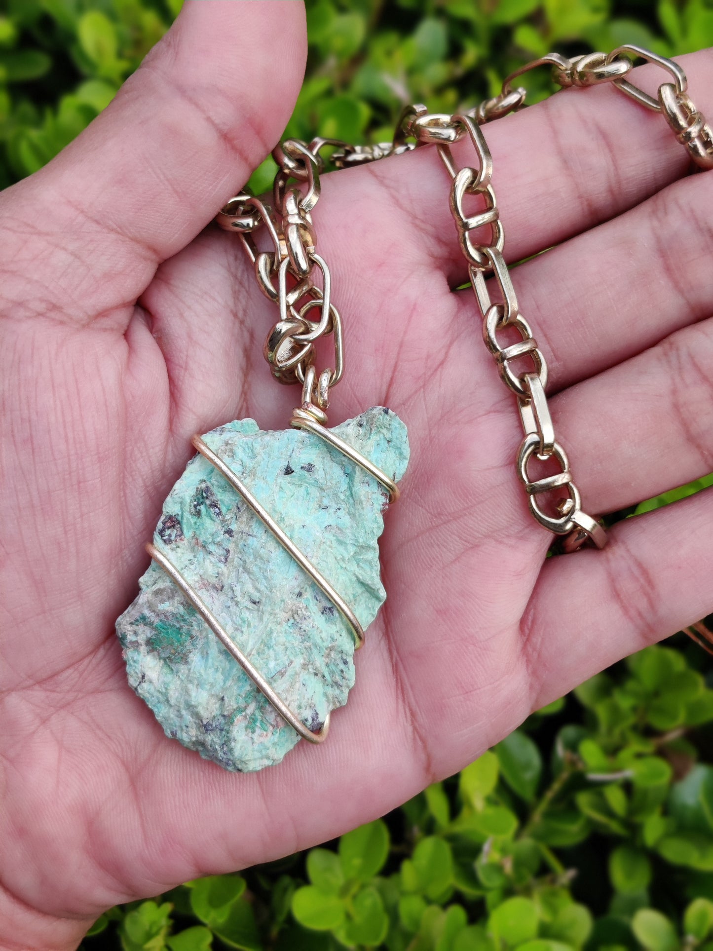 Turquoise Crystal Pendant w/ chain