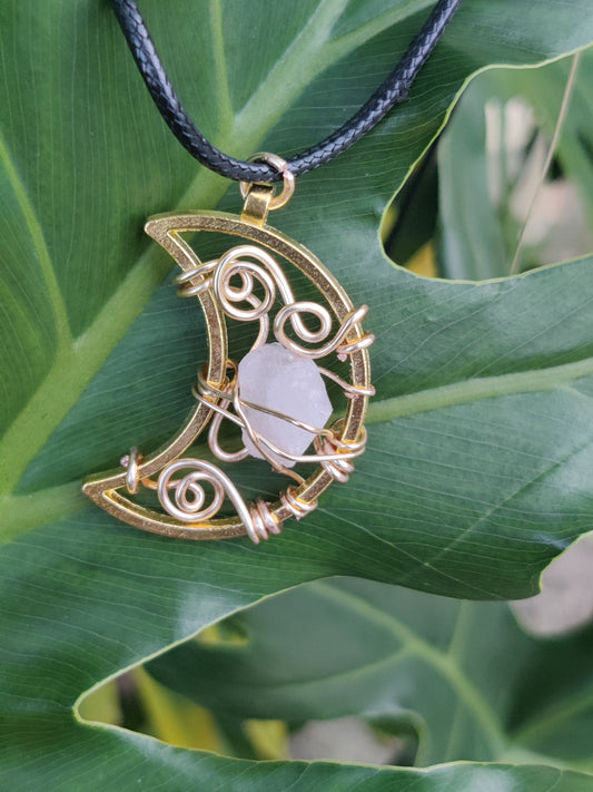 Crescent Moon Child  w/ Crystal  | Wire Wrapped Charm (s)