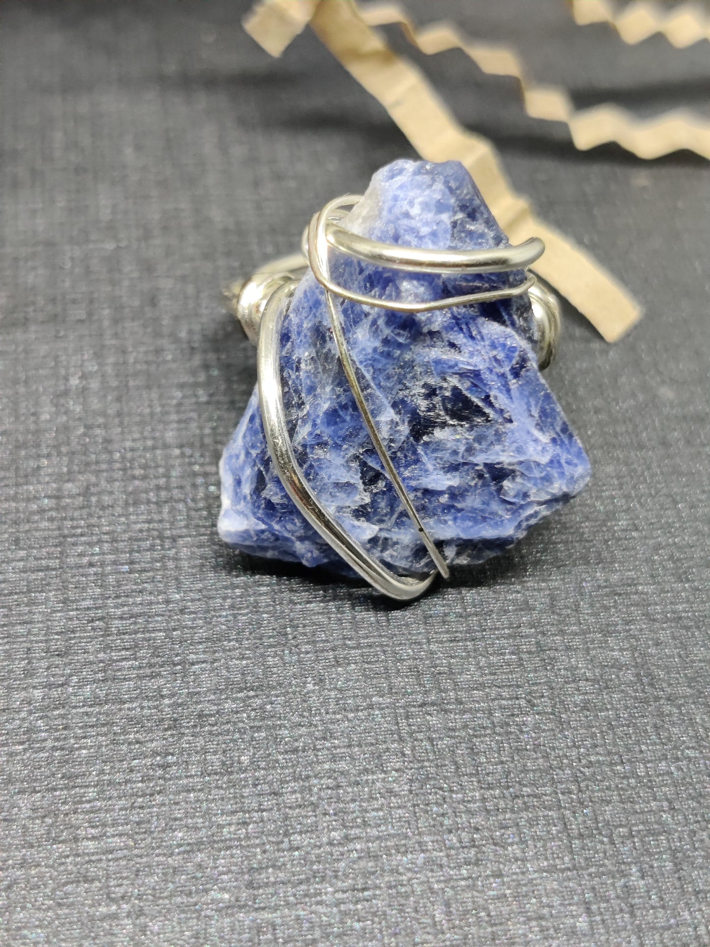 Sodalite | wire wrapped crystal ring | size 6.25